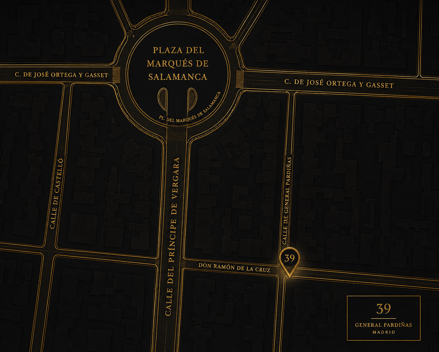 Mapa artístico de ubicación de La Costa Navarra en el Barrio de Salamanca, Madrid